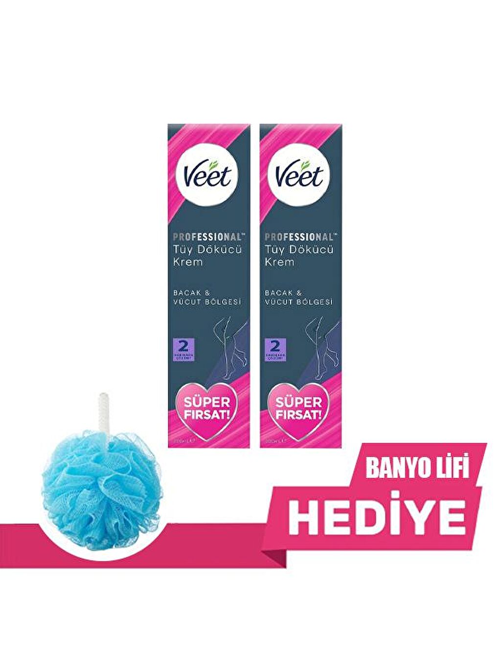 Veet Renksiz Professional Tüm Ciltler Tüy Dökücü Krem 200ml x 2 Adet(Hediyeli)