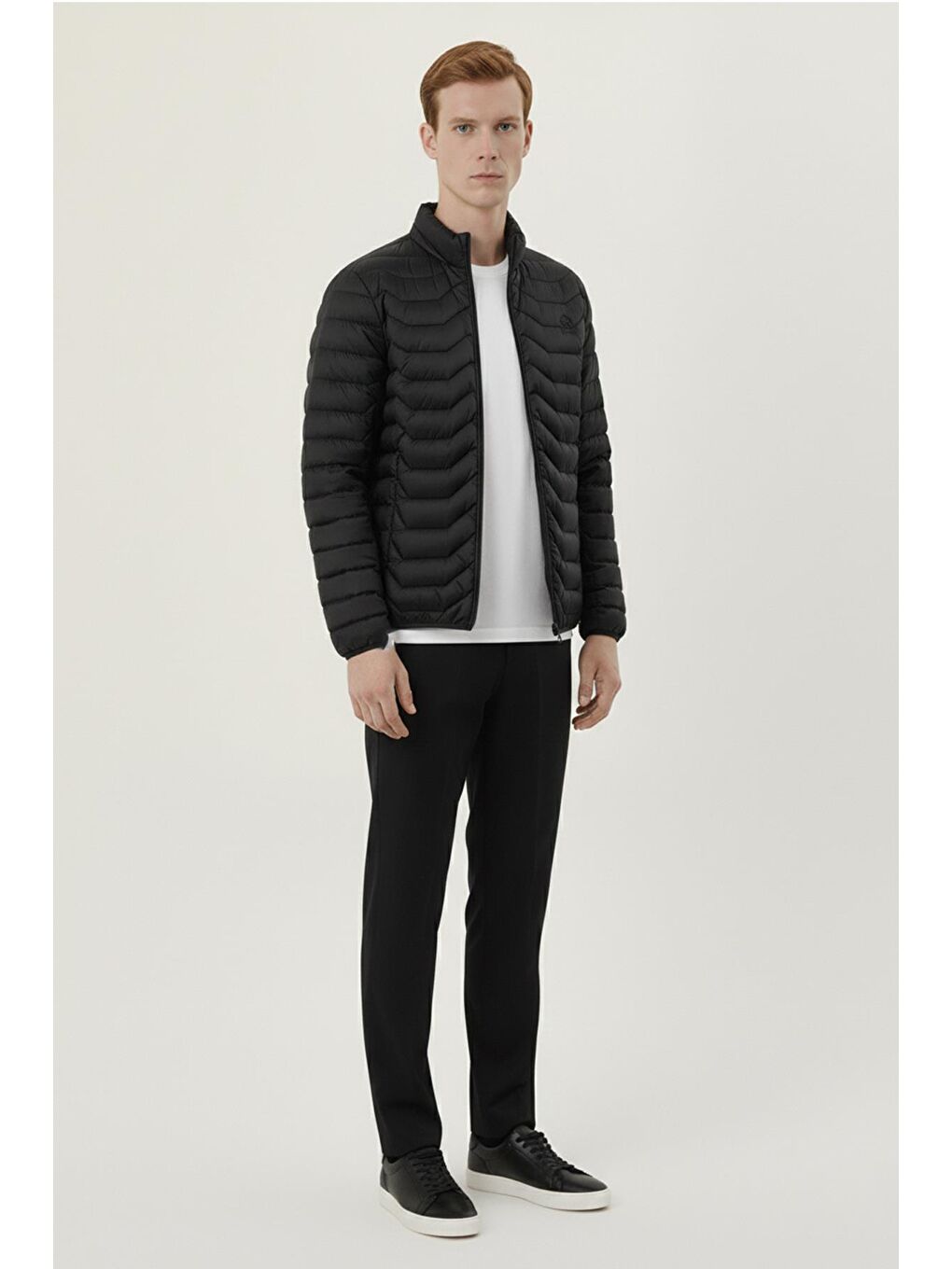 Siyah Standart Fit Normal Kesim Dik Yaka Yan Cepli Casual Mont-4