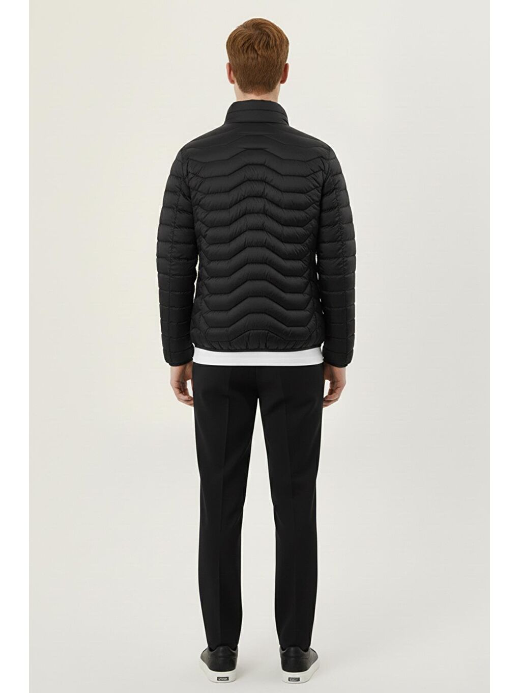 Siyah Standart Fit Normal Kesim Dik Yaka Yan Cepli Casual Mont-5