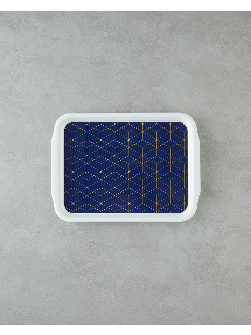 Geometric Glow PP Kaydırmaz Tepsi 34x25 Cm Lacivert – Gold