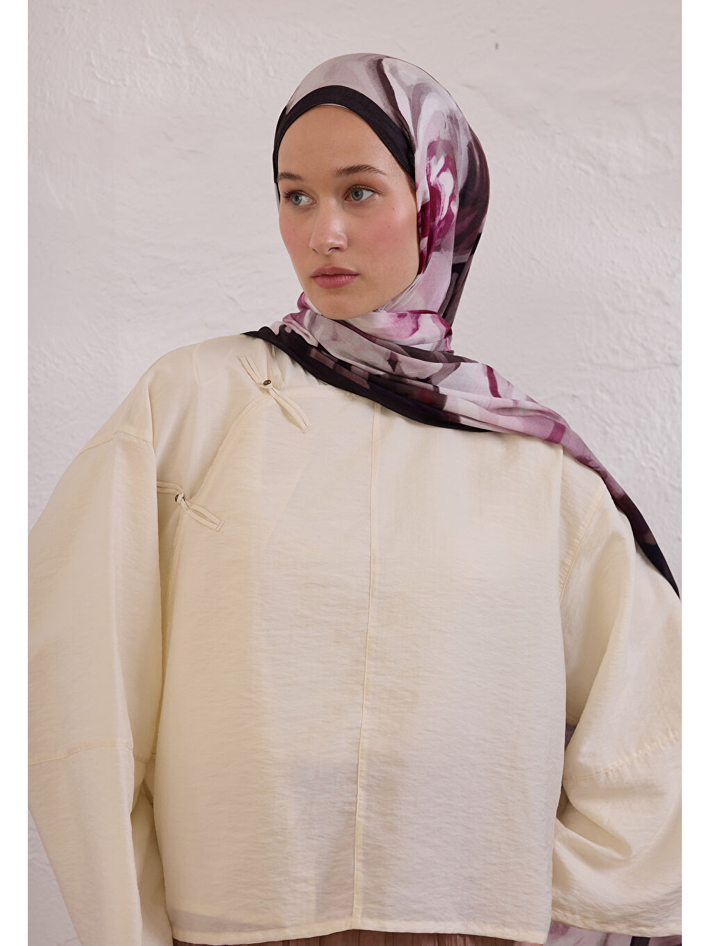 Gardenıa Desen Rami Şal Mürdüm-1