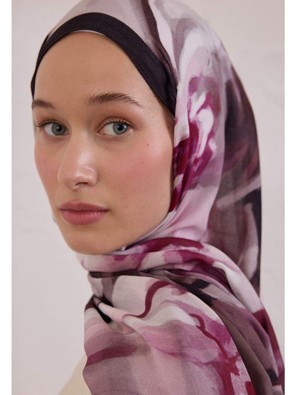 Gardenıa Desen Rami Şal Mürdüm-3