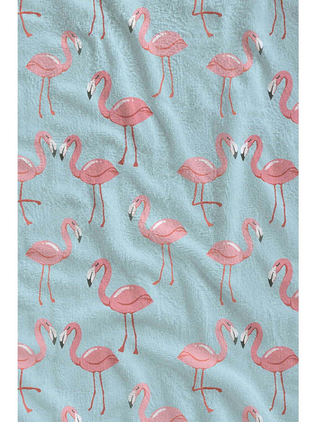 Açık Mavi Pembe Flamingo Desenli 70x150 Cm Dijital Baskılı Plaj Ve Banyo Havlusu-1