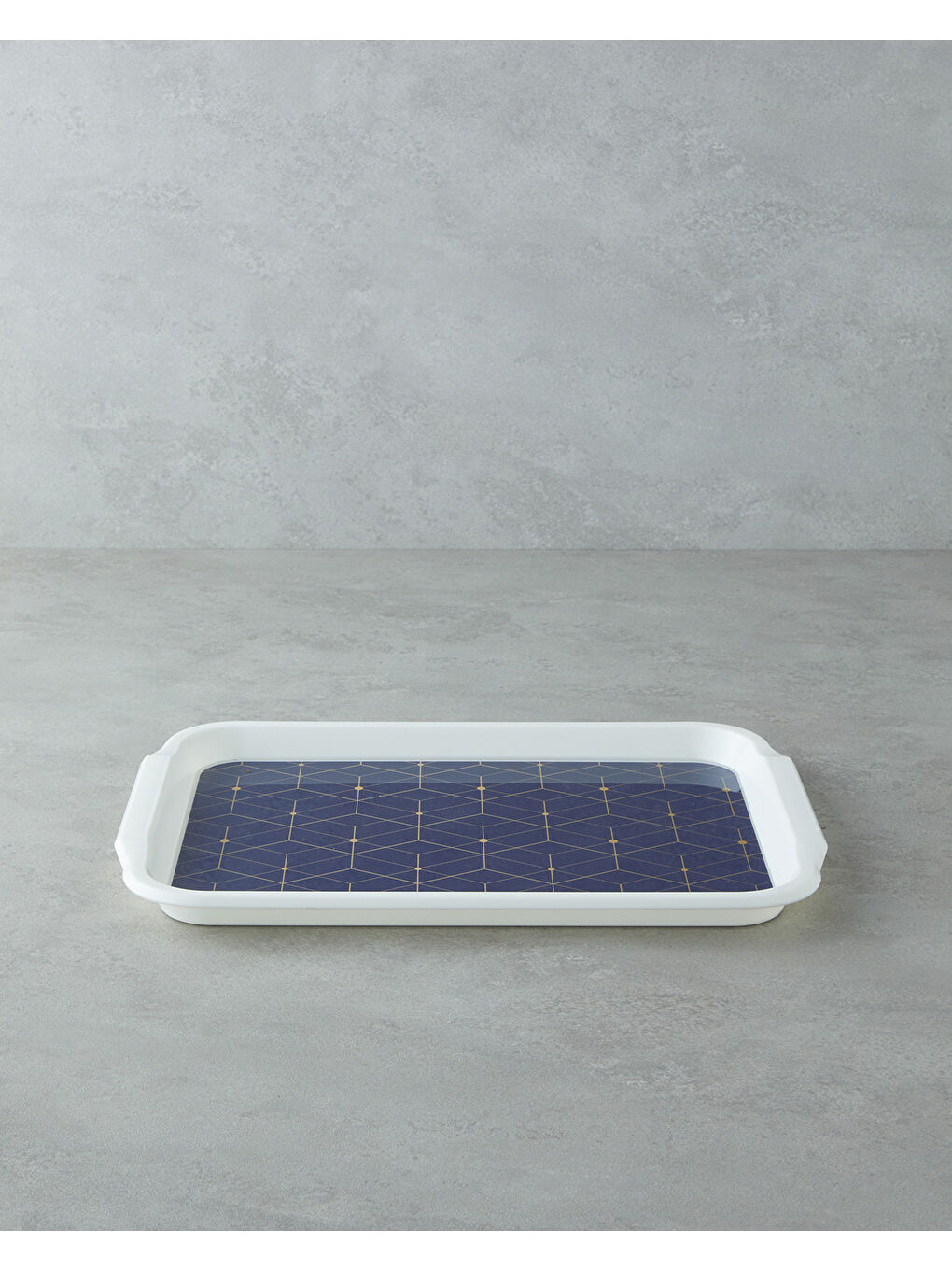 Geometric Glow PP Kaydırmaz Tepsi 34x25 Cm Lacivert – Gold-1