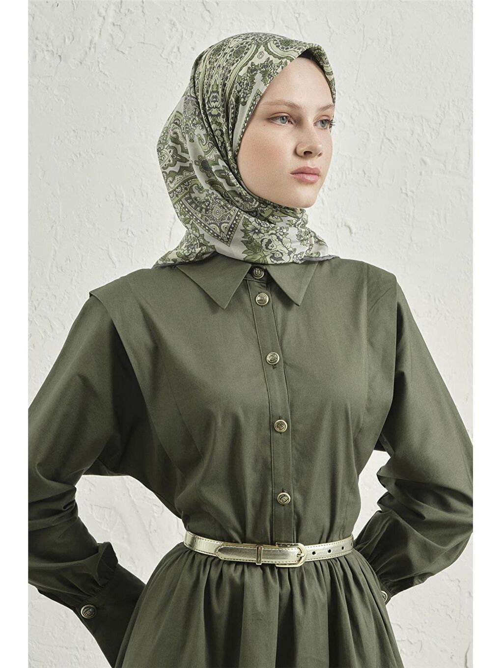 Yeşil Çiçek Eşarp 48 33-1