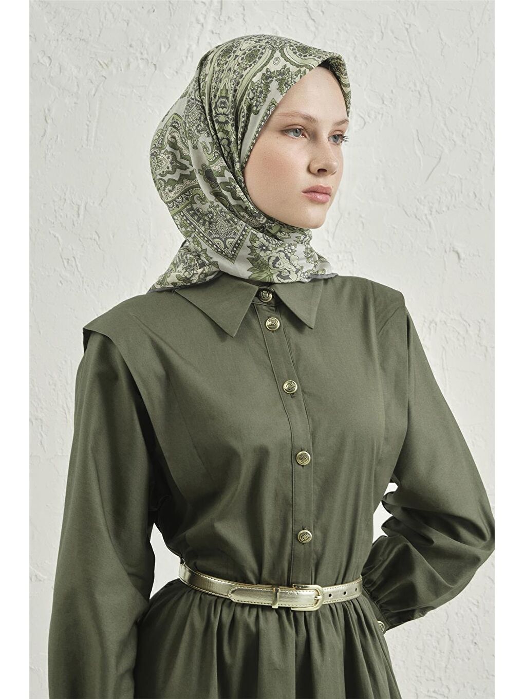 Yeşil Çiçek Eşarp 48 33-2