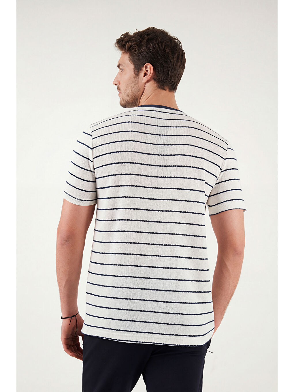 İndigo Pamuklu Regular Fit Çizgili Bisiklet Yaka T Shirt 5904039-6