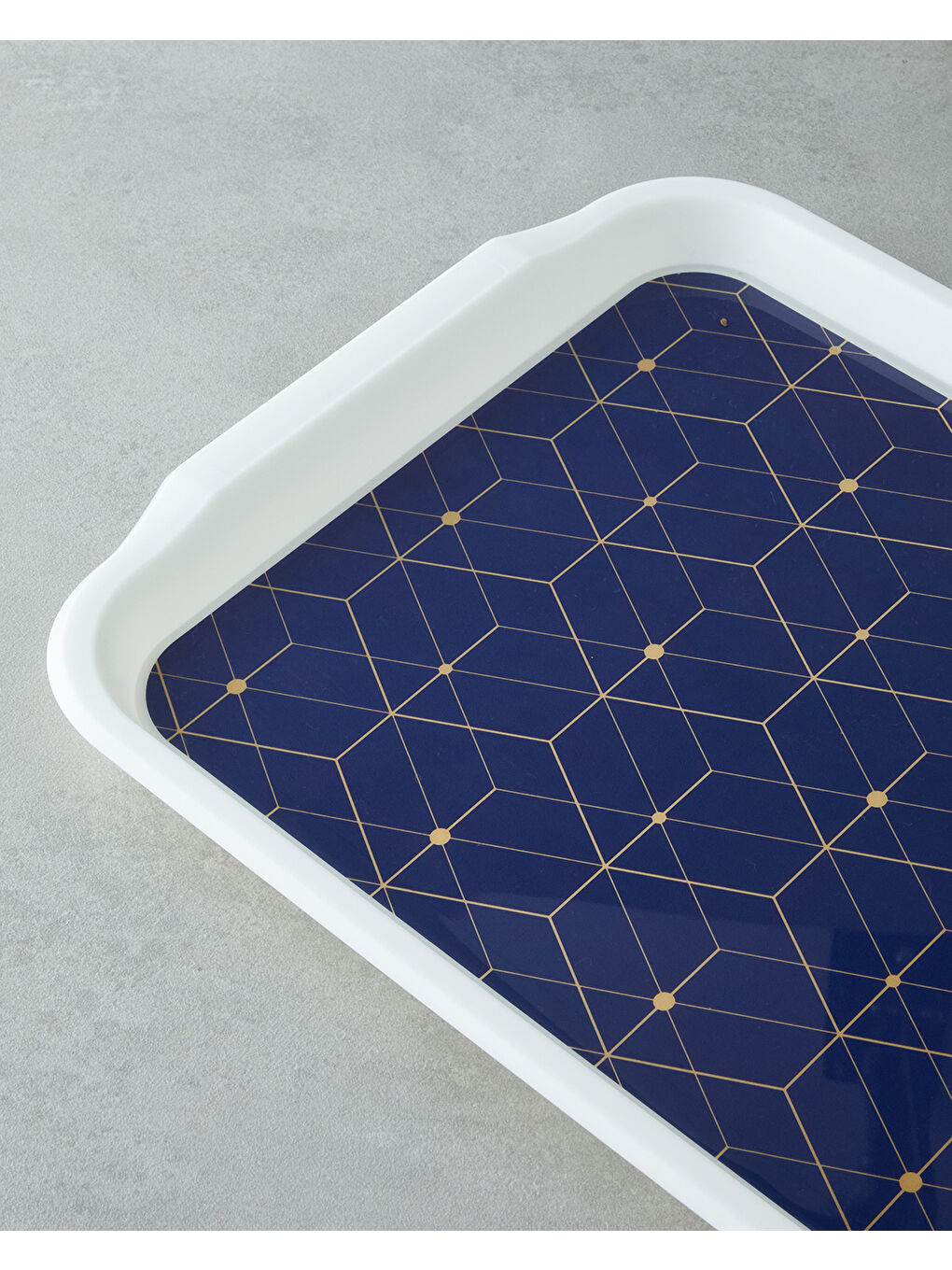 Geometric Glow PP Kaydırmaz Tepsi 34x25 Cm Lacivert – Gold-2