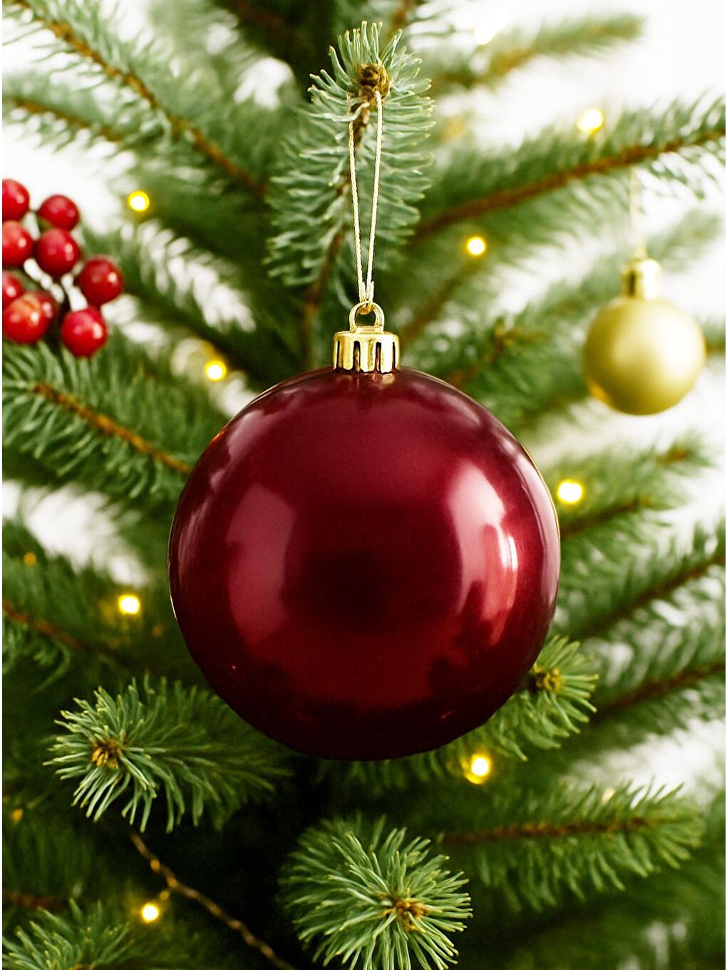 Yılbaşı Topu Çam Ağacı Süsü Bordo 15 cm