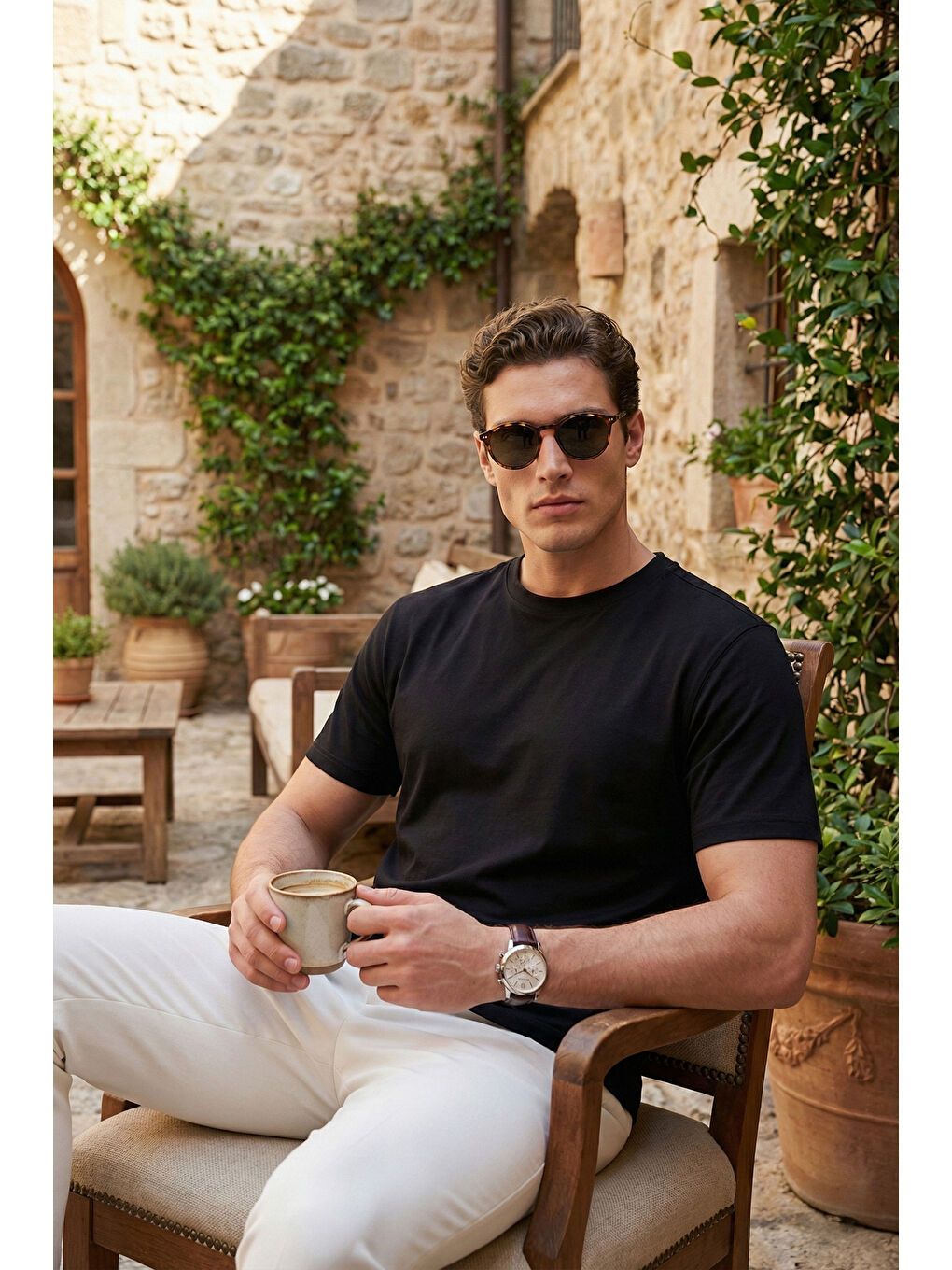 Siyah Pamuklu Regular Fit Bisiklet Yaka T Shirt 5904063-1