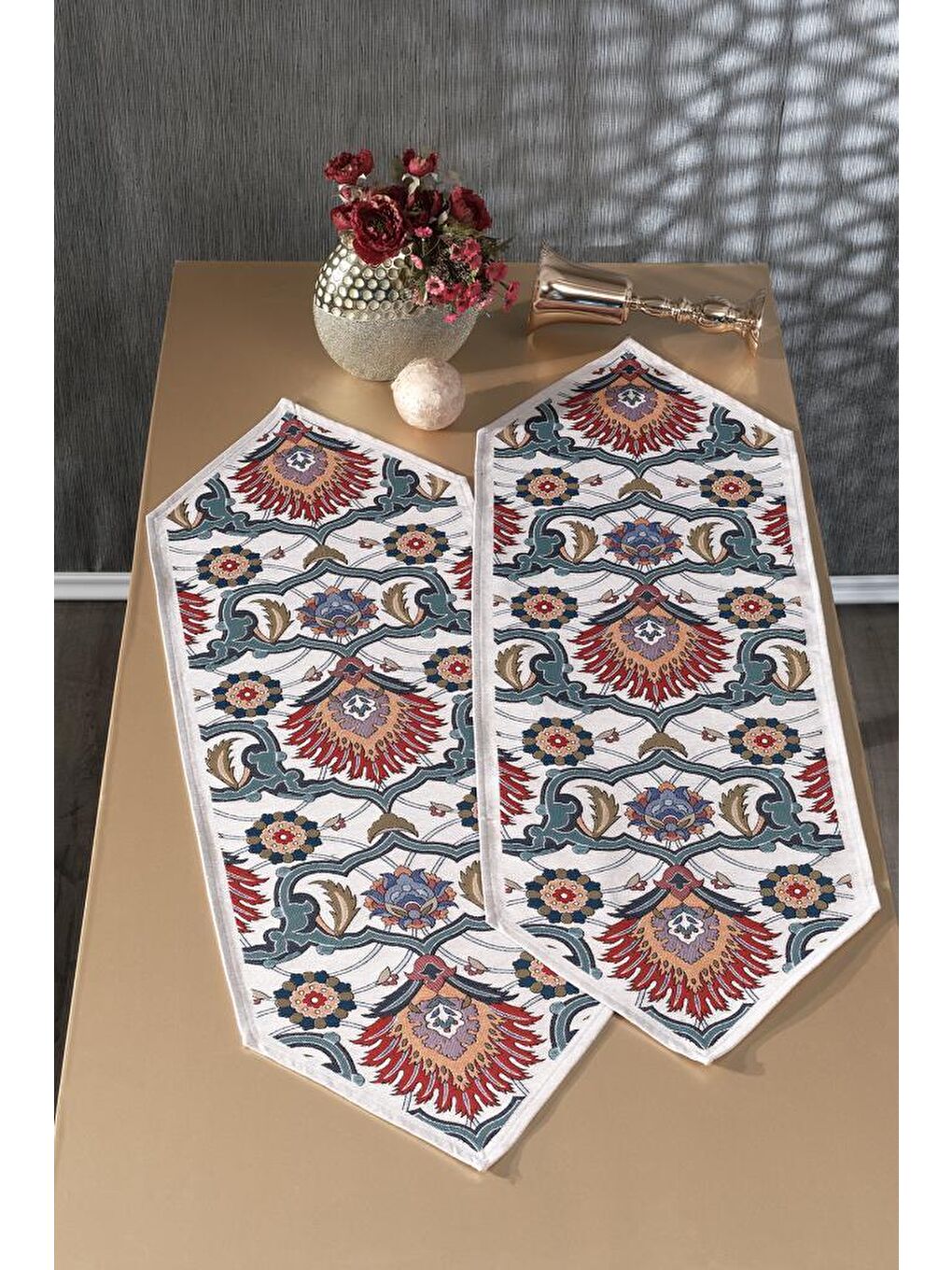 Karışık Ebruli 2li Lüks Runner 45x140 Cm