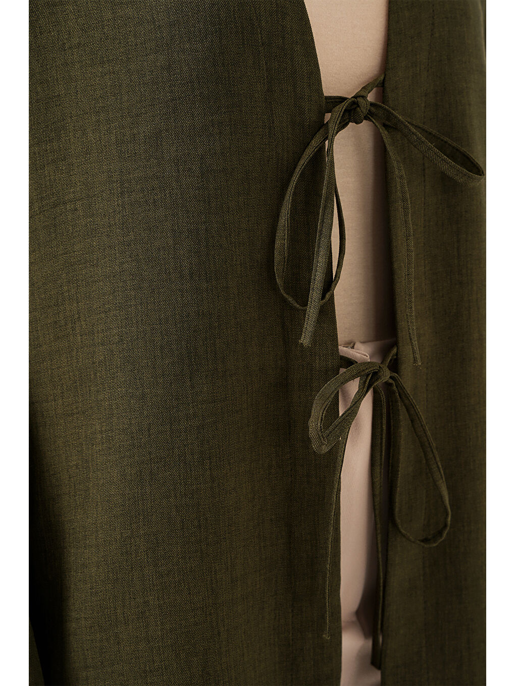 Keten Tesettür Kimono 5968 - Haki-4