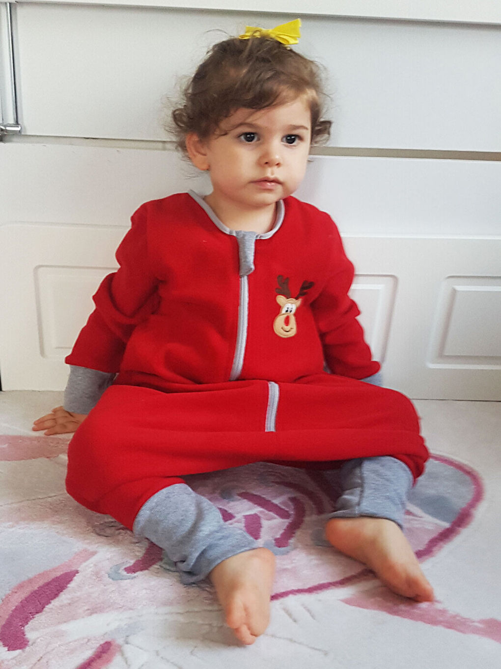 Kırmızı 18-36 AY, Unisex Bebek/Çocuk Yılbaşı Nakışlı 2 Tog Polar Uyku Tulumu-1