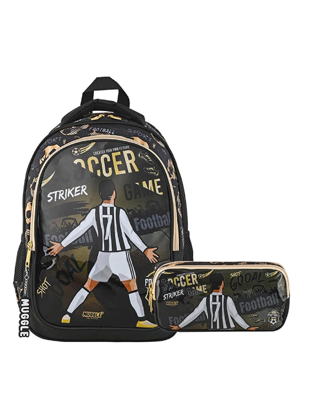 2 Bölmeli Soccer Game Okul Sırt Çantası + Kalemlik