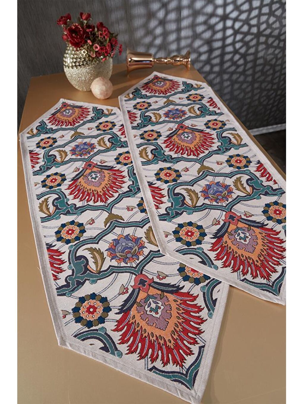 Karışık Ebruli 2li Lüks Runner 45x140 Cm-2