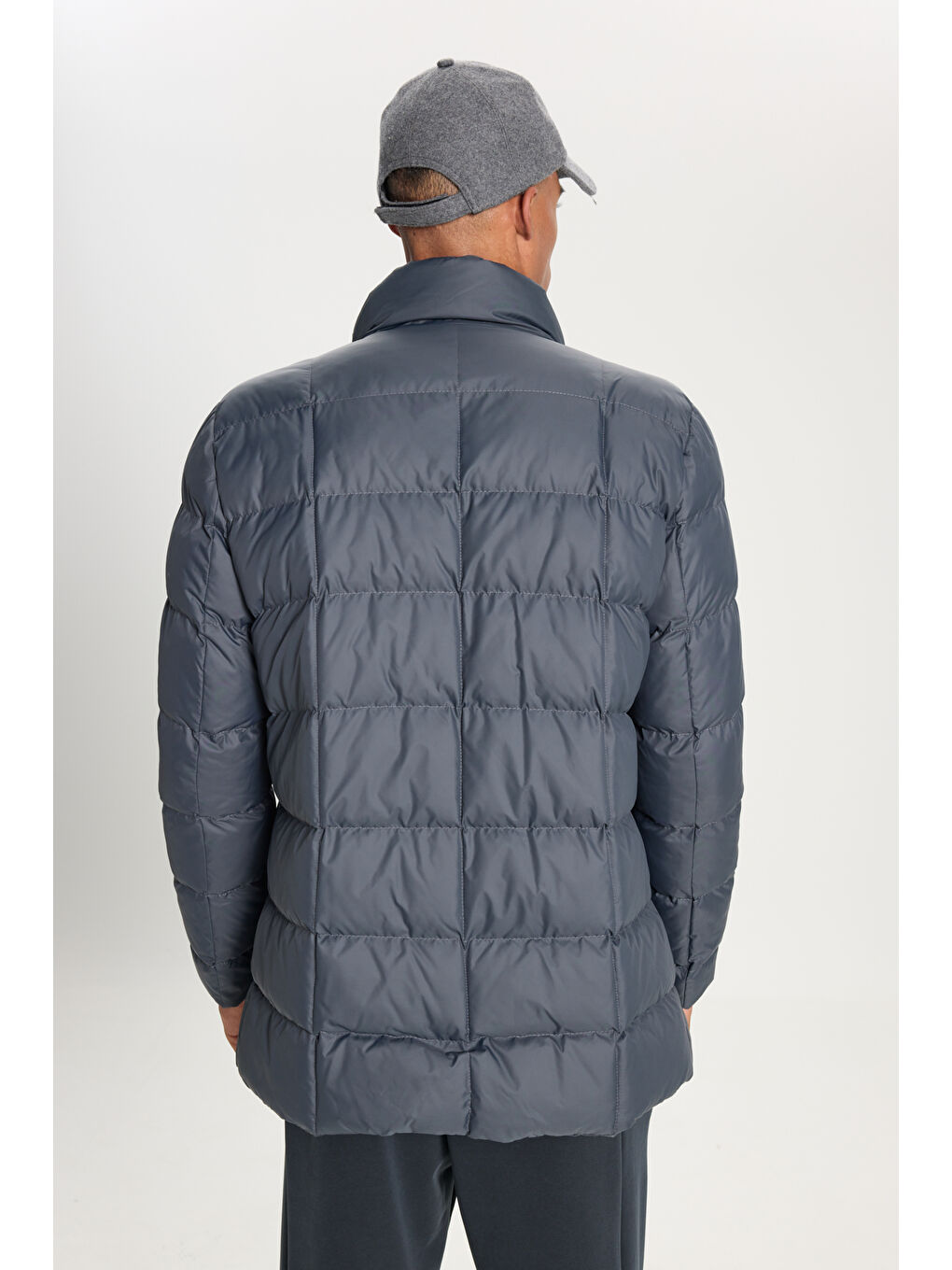 Erkek Antrasit Standart Fit Normal Kesim Dik Yaka Yan Cepli Mont-7