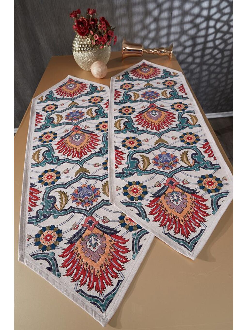 Karışık Ebruli 2li Lüks Runner 45x140 Cm-3