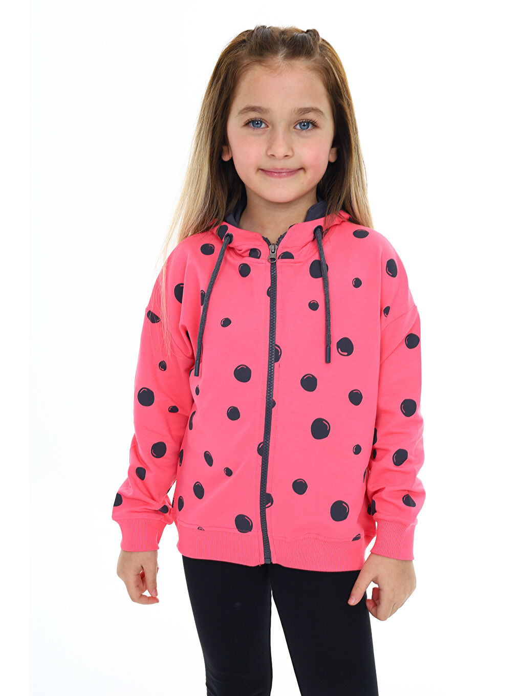 Toontoykids Fuşya Kız Çocuk Baskılı Fermuarlı Sweatshirt - 1