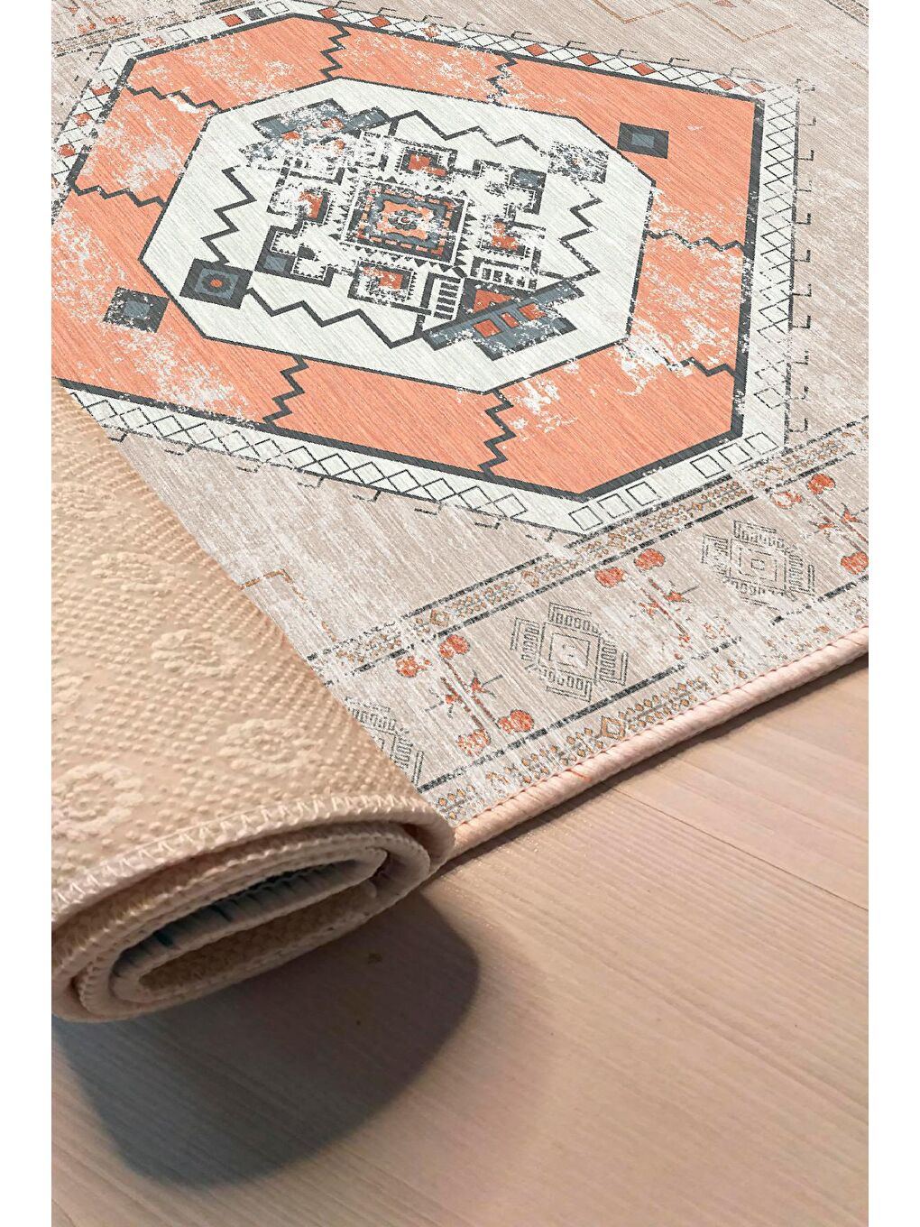 Turuncu Dekoratif Özel Tasarım Modern Halısı 120x180 cm-4