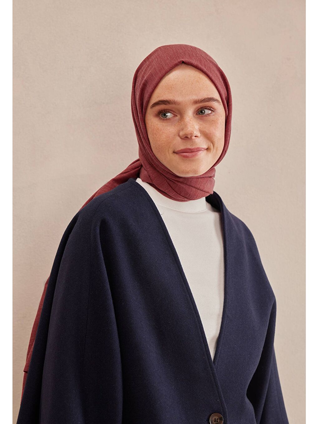 Kırmızı Cozy Pamuk Şal Vişne-2