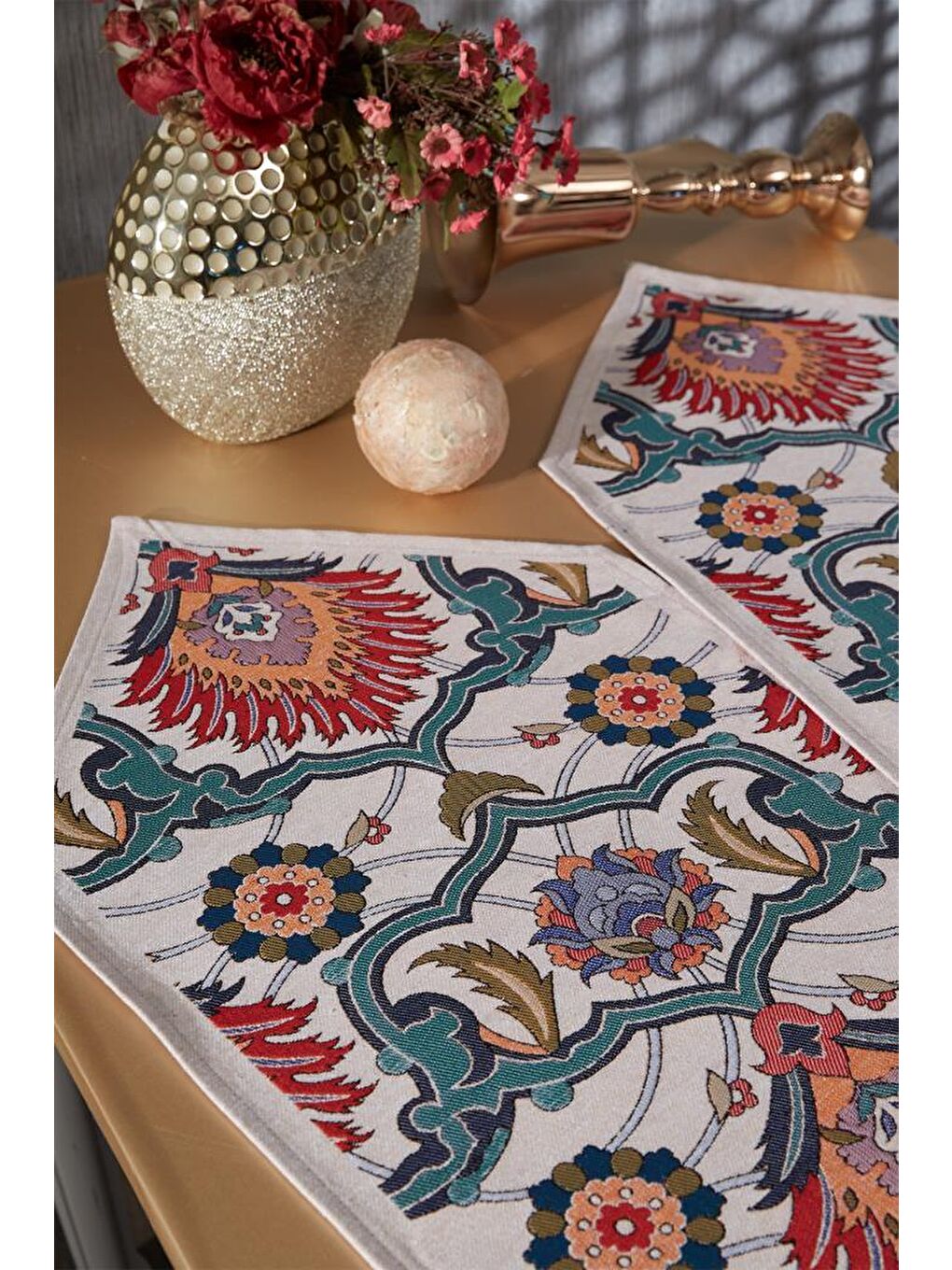 Karışık Ebruli 2li Lüks Runner 45x140 Cm-5