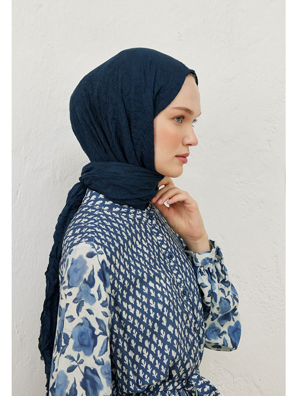 Vual Crash Şal Koyu Mavi-4