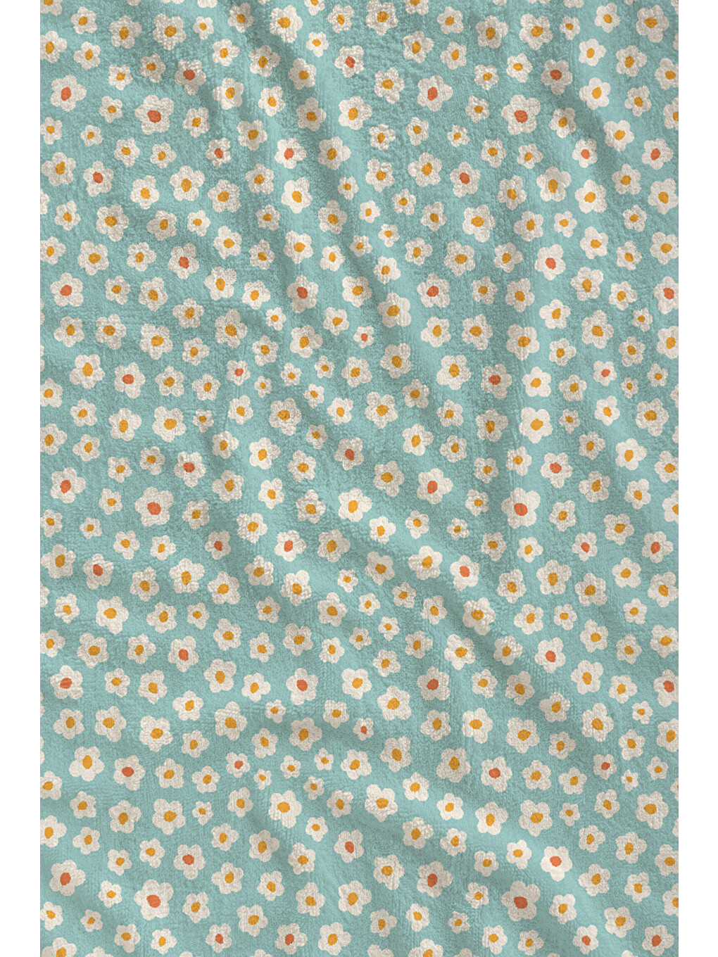 Mint Yeşili Minik Papatya Desenli 70x150 Cm Dijital Baskılı Plaj Ve Banyo Havlusu-1