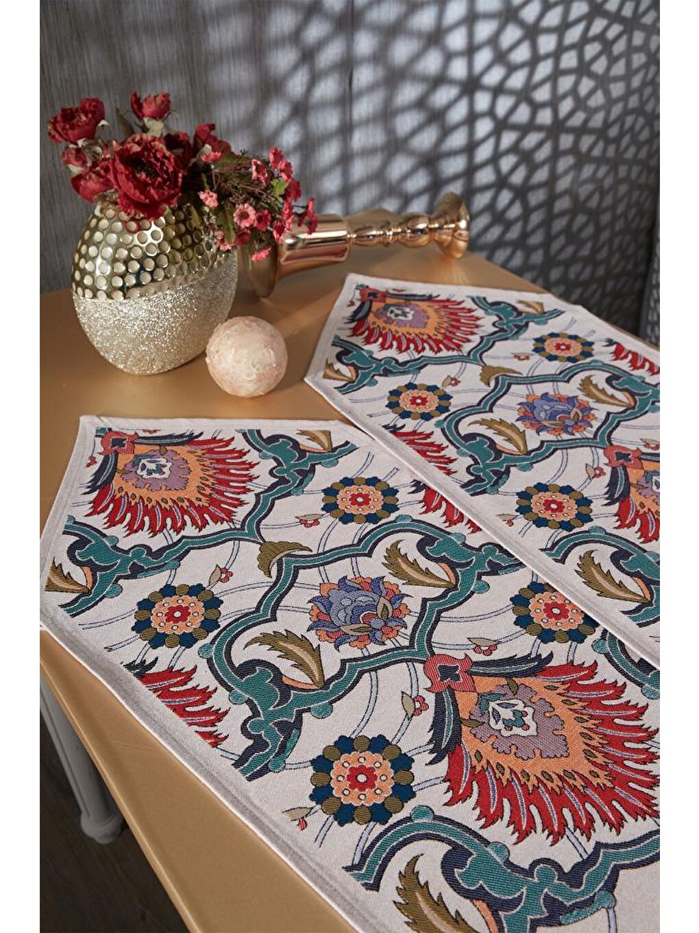 Karışık Ebruli 2li Lüks Runner 45x140 Cm-6