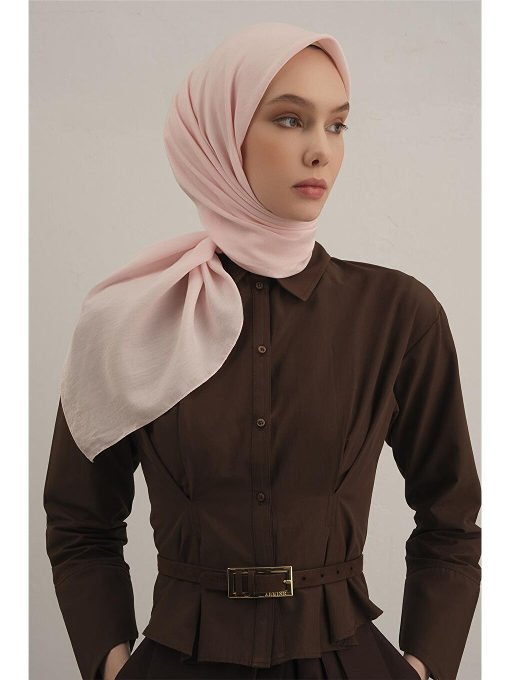 Pembe Bordürlü Lyocell Eşarp 39-1