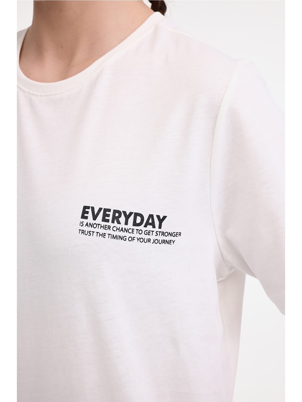 Bej WL HANNAH 11KT72 5FX Ekru Kadın Kısa Kol T-Shirt-3