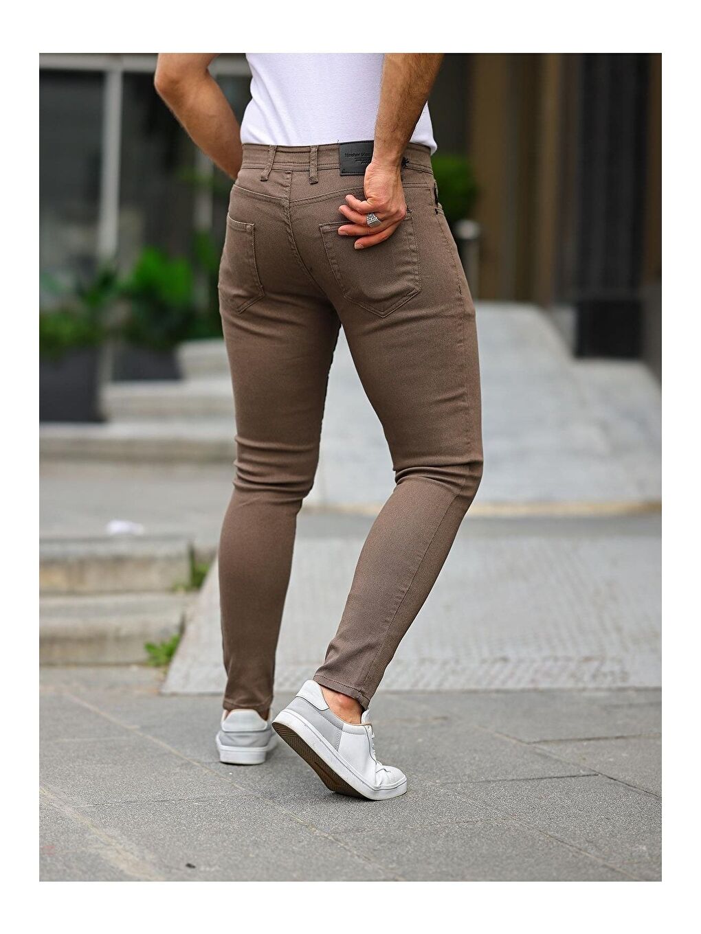 Kahverengi Erkek Jeans Slim Fit Elastanlı Denim Kahve Jean Pantolon-3
