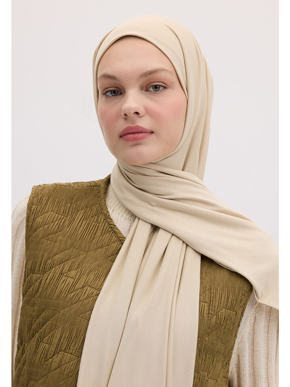 Bambu Penye Şal Bej-2