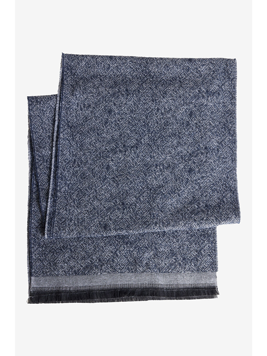 Erkek Lacivert-Gri Desenli Standart Fit Atkı