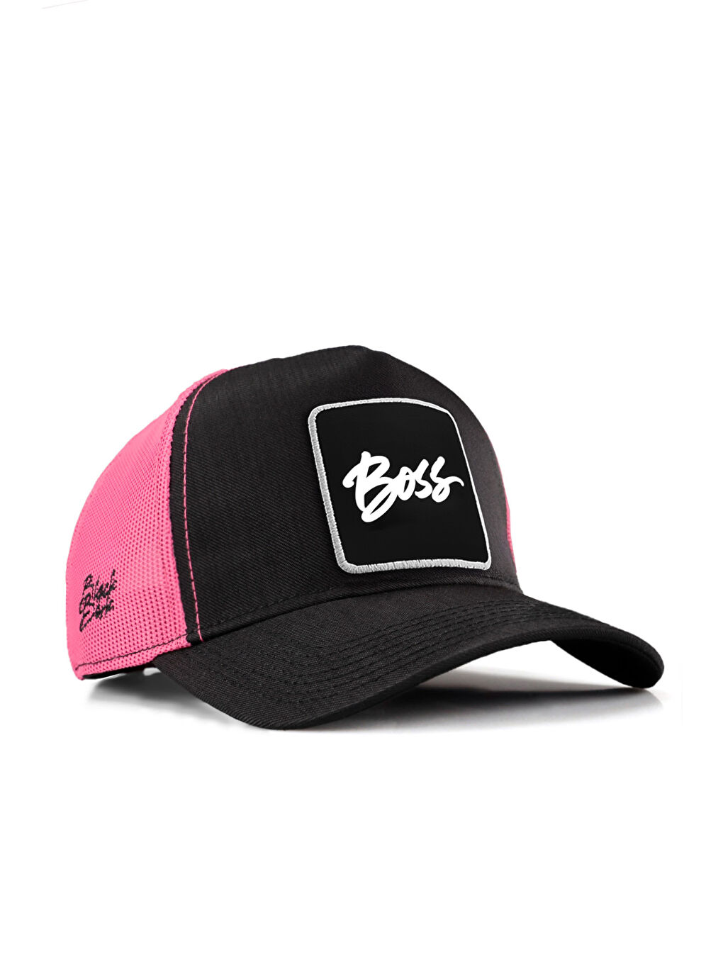 Boss Logolu Cordura Siyah-Pembe Trucker Şapka