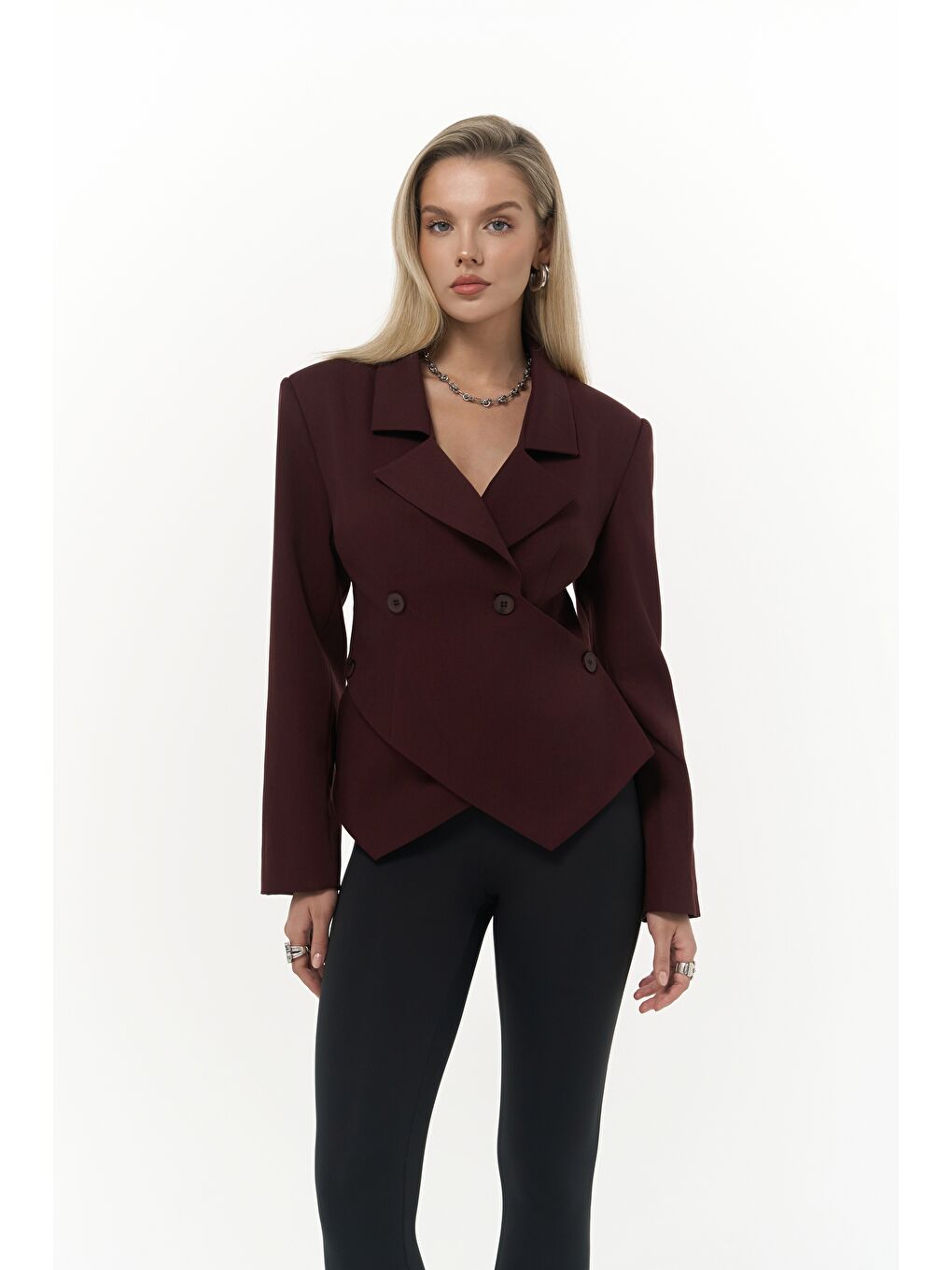 Norbury Üçgen Detay Bordo Blazer