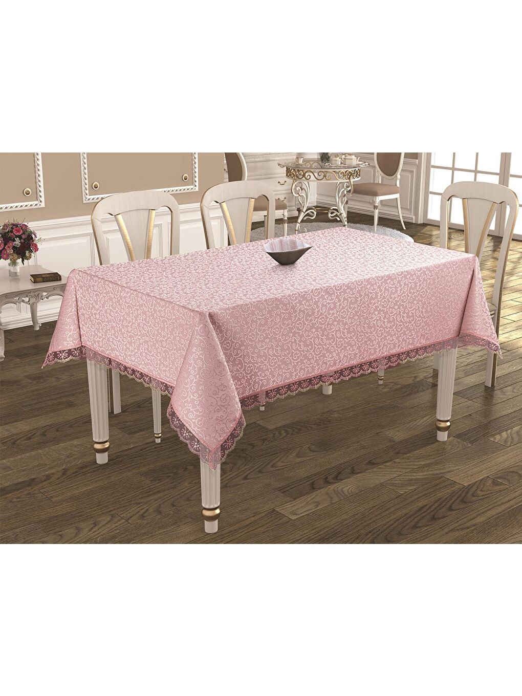 Pembe Kdk Dertsiz Masa Örtüsü Pudra