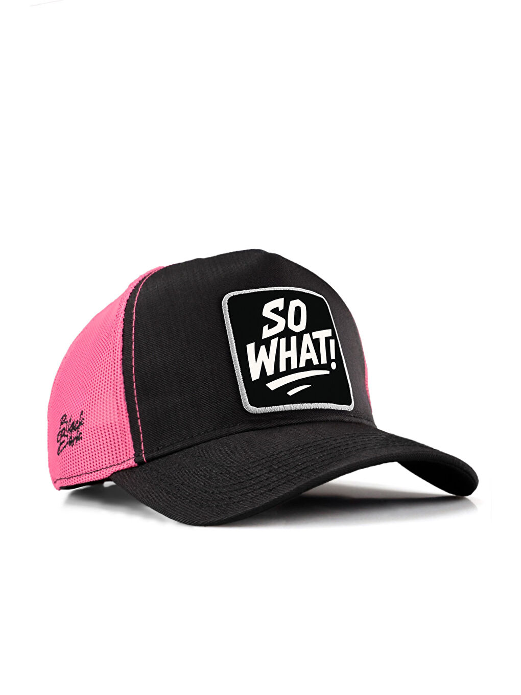 So What Logolu Cordura Siyah-Pembe Trucker Şapka