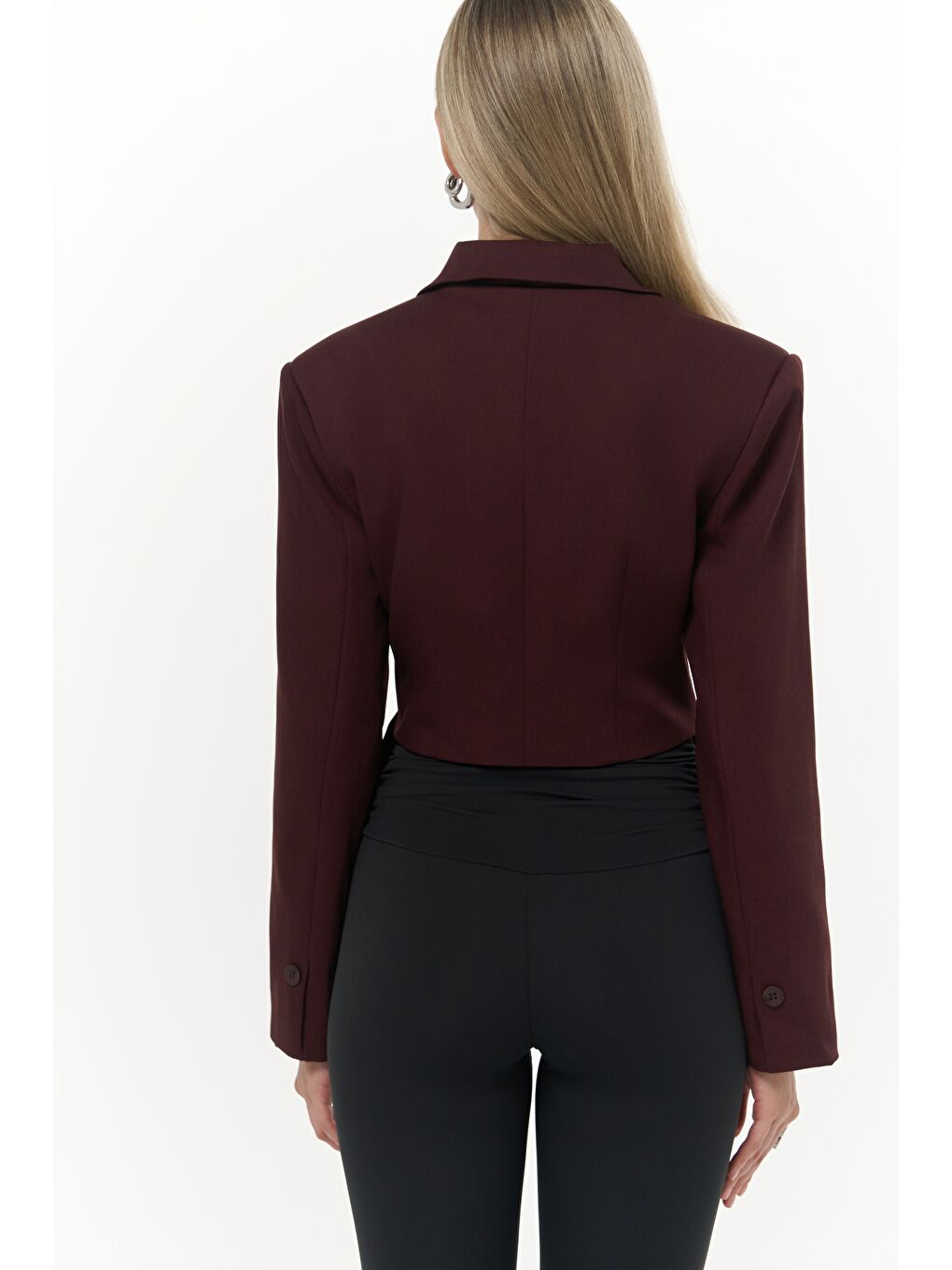Norbury Üçgen Detay Bordo Blazer-4