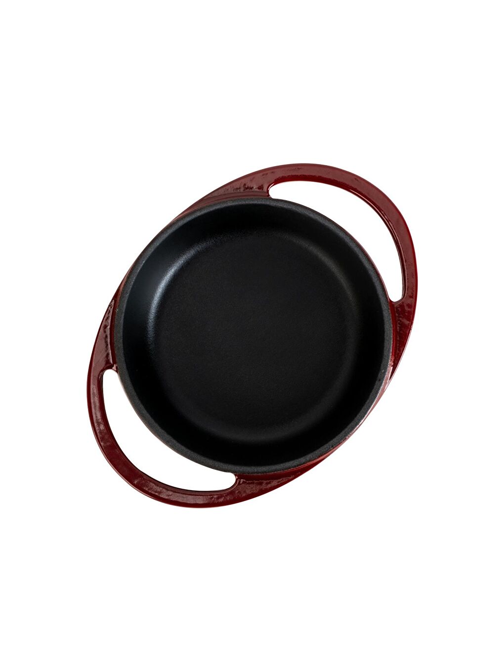 Bordo Yuvarlak Sahan Döküm Demir Yekpare Çift Kulplu Çap(Ø)12cm.-2