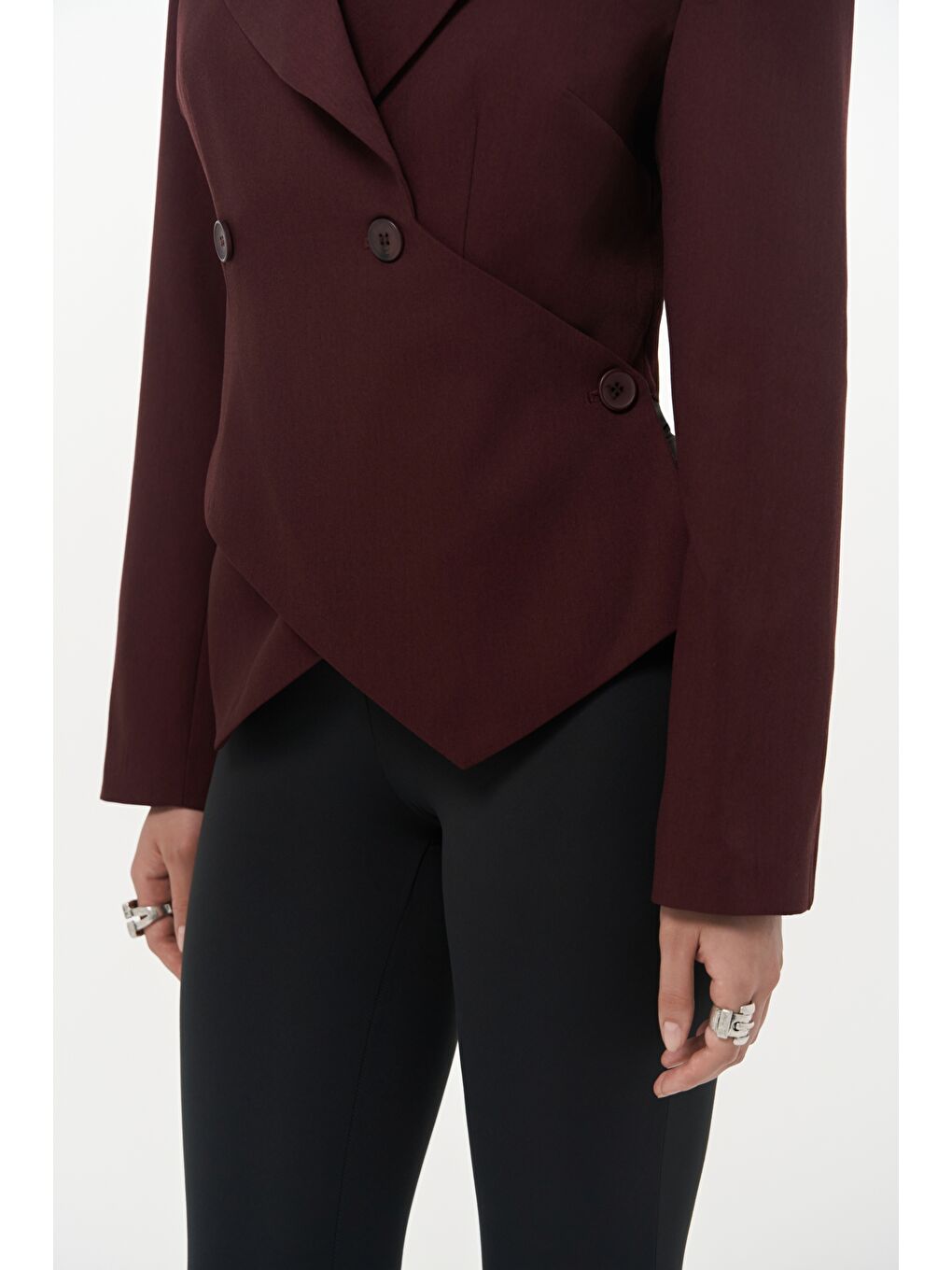Norbury Üçgen Detay Bordo Blazer-6