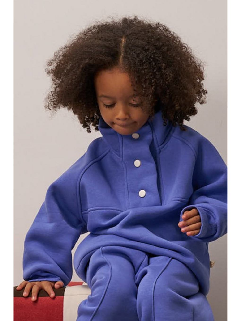 Mavi Leylak Dik Yaka Çıt Çıtlı Sweatshirt-2