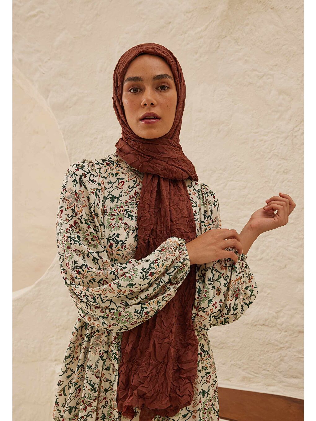 Kahverengi Vual Crash Şal Ruby-1