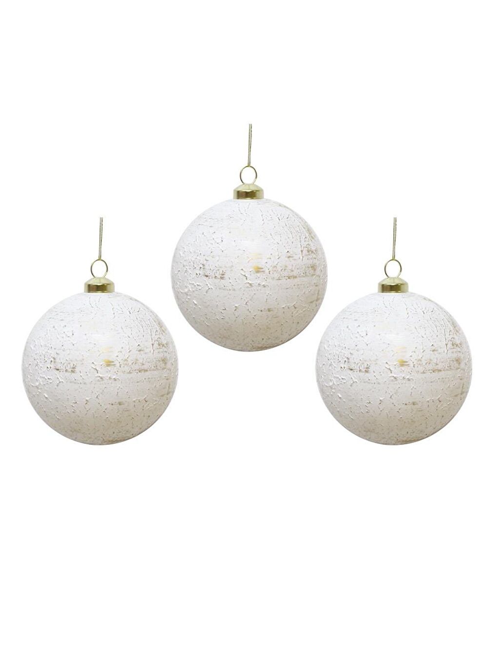 Sarı Eskitme Görünümlü Retro Yılbaşı Topu Beyaz Gold 8 cm – 3'lü-2