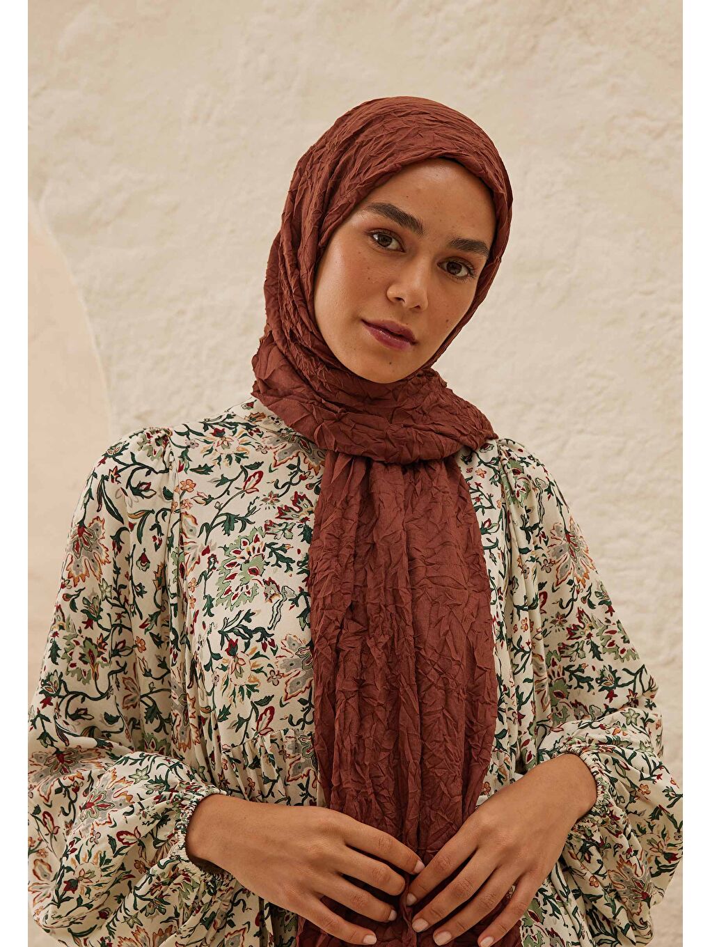 Kahverengi Vual Crash Şal Ruby-2