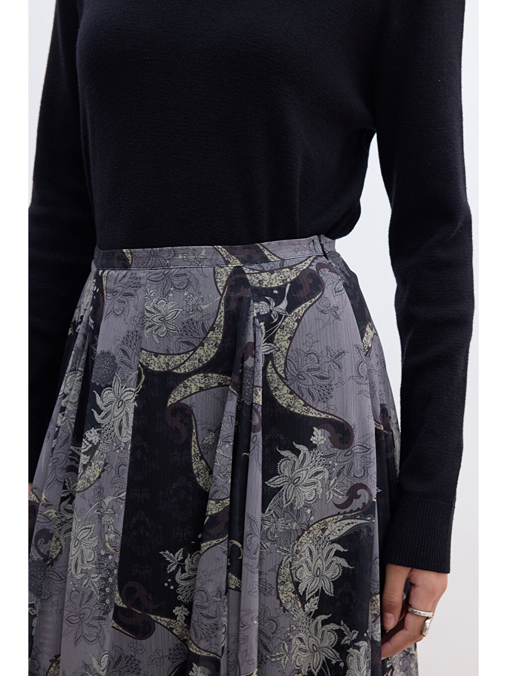 Gri Volanlı Geniş Etek Sıenna-4