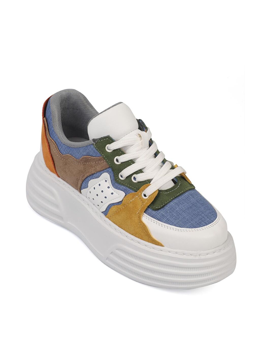 Gri Kadın Renk Bloğu Spor Ayakkabı