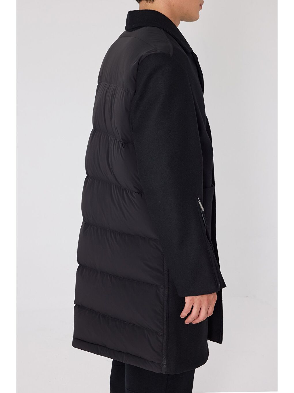 Giotelli Siyah Regular Fit Ceket Yaka Yünlü Kaşe Kaban-5