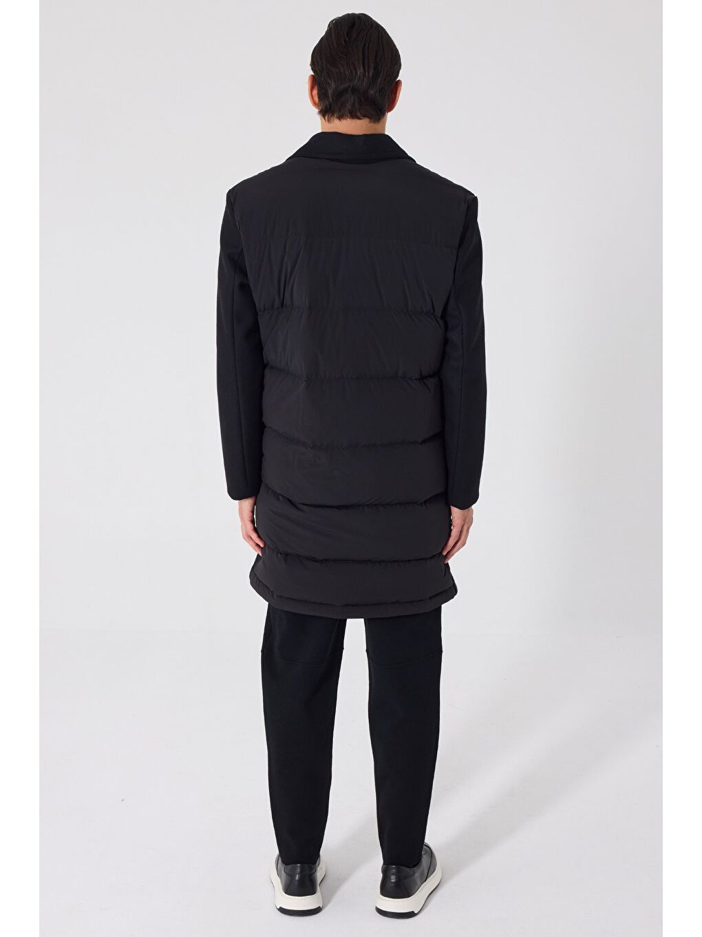 Giotelli Siyah Regular Fit Ceket Yaka Yünlü Kaşe Kaban-6