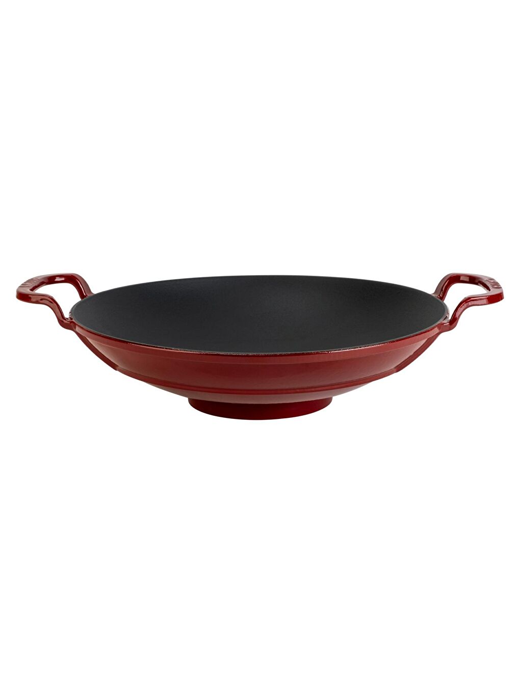 Bordo Yuvarlak Wok Döküm Demir Yekpare Çift Kulplu Çap(Ø)38cm.