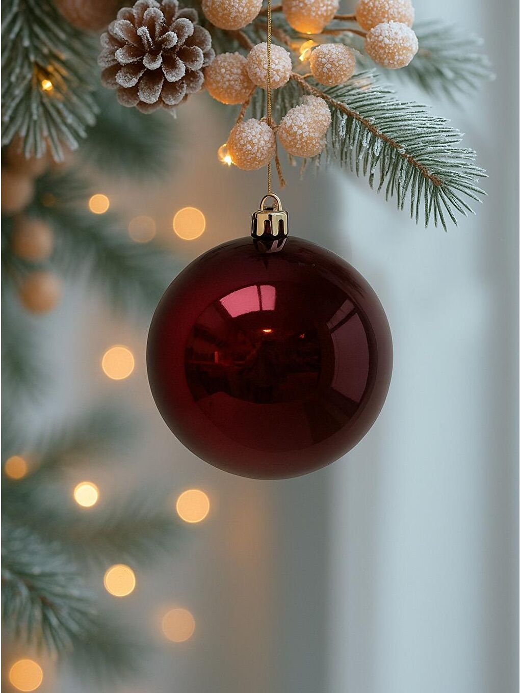 Yılbaşı Topu Çam Ağacı Süsü Bordo 8 cm 6'lı